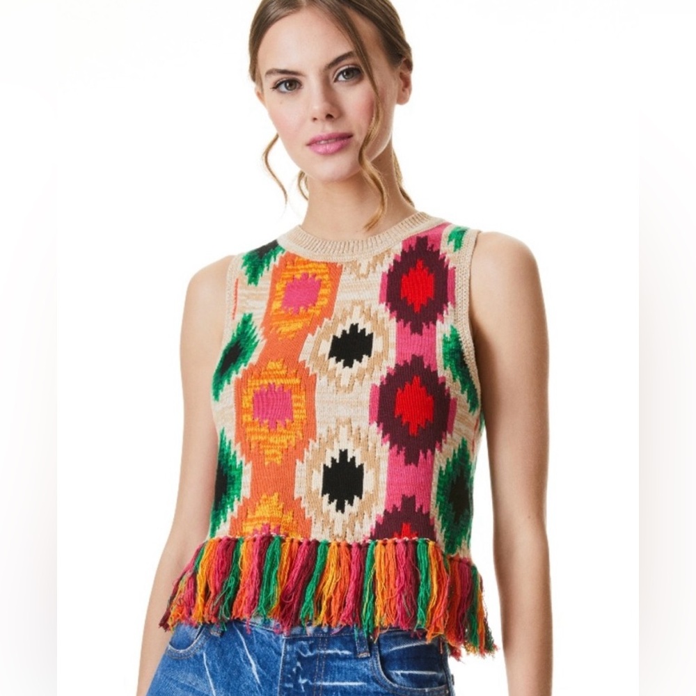 Colorful Patterned Fringe Top